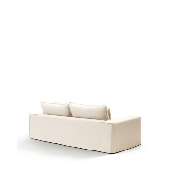 Divano sfoderabile Anarela 3 posti con cuscini in lino beige FSC Mix Credit 280 cm.