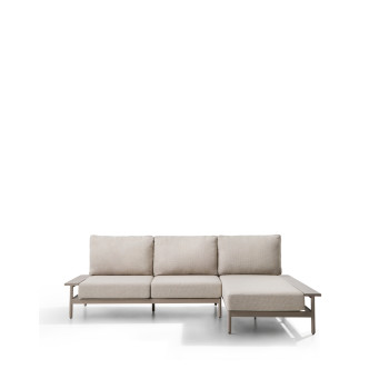 Divano Vathi a 3 posti in alluminio con chaise longue destra tortora 250 x 159 cm