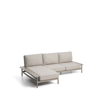 Divano Vathi a 3 posti in alluminio con chaise longue sinistra tortora 250 x 159 cm
