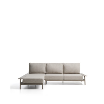 Divano Vathi a 3 posti in alluminio con chaise longue sinistra tortora 250 x 159 cm