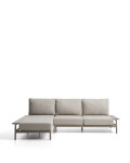 Divano Vathi a 3 posti in alluminio con chaise longue sinistra tortora 250 x 159 cm