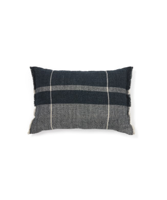 Fodera cuscino Eron in lino a quadri con frange