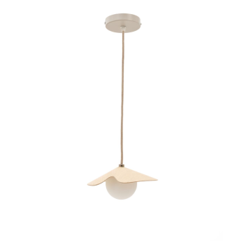 Lampada da soffitto Wilara in impiallacciatura di rovere con 1 sfera di vetro fumé bianco