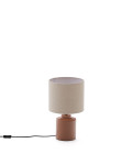 Lampada da tavolo Daeli in ceramica con finitura arancione e cotone beige
