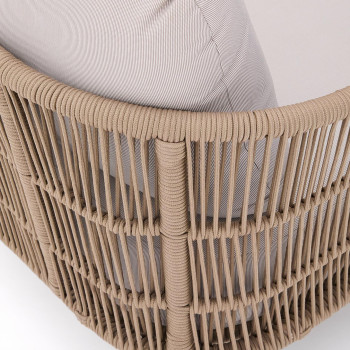 Lettino doppio Catalina in corda beige e 100% legno massiccio di acacia FSC