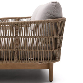 Lettino doppio Catalina in corda beige e 100% legno massiccio di acacia FSC