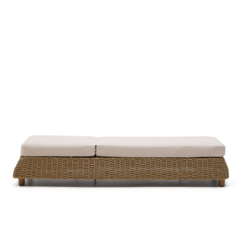 Lettino Meria in rattan sintetico e gambe in legno massiccio di acacia 100% FSC