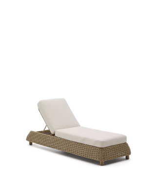 Lettino Meria in rattan sintetico e gambe in legno massiccio di acacia 100% FSC