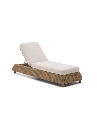 Lettino Meria in rattan sintetico e gambe in legno massiccio di acacia 100% FSC