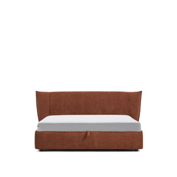 Letto sfoderabile Arvian in ciniglia terracotta con contenitore apribile per materasso 180 x 200 cm