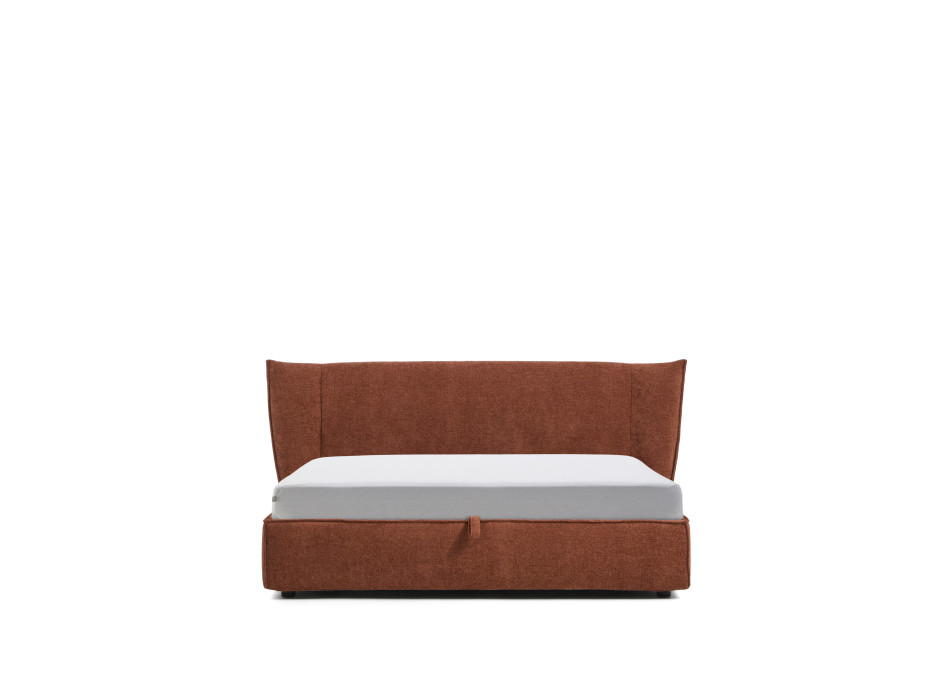 Letto sfoderabile Arvian in ciniglia terracotta con contenitore apribile per materasso 180 x 200 cm