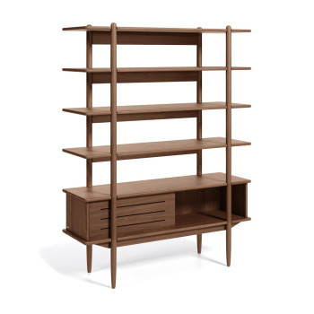 Libreria Carolin in legno di noce impiallacciato 130 x 169 cm