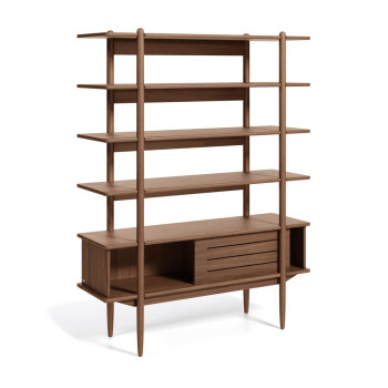 Libreria Carolin in legno di noce impiallacciato 130 x 169 cm