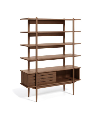 Libreria Carolin in legno di noce impiallacciato 130 x 169 cm