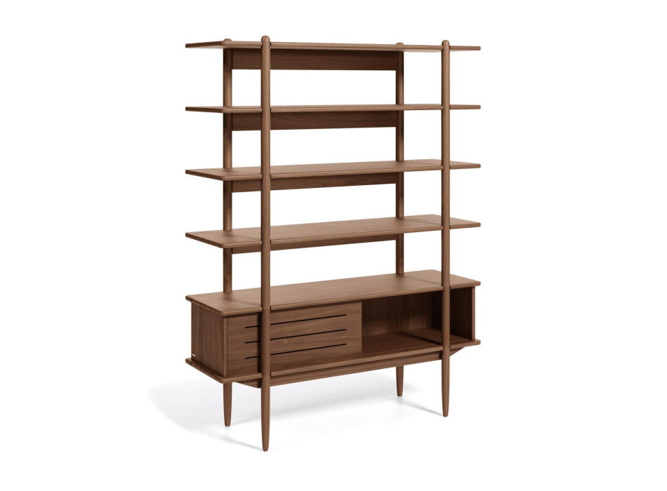 Libreria Carolin in legno di noce impiallacciato 130 x 169 cm