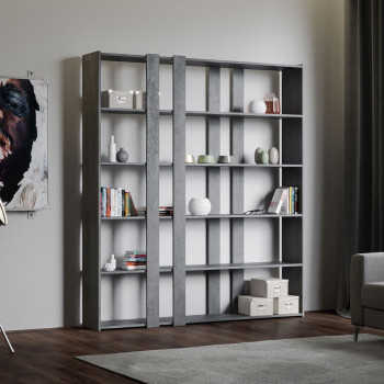 Libreria Kato - Composizione A Kato 6R 2 fianchi 4 fasce lunghe Bianco Frassino