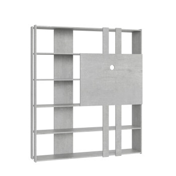 Libreria Kato Porta TV - Composizione L Kato 6R 2 fianchi 2 fasce lunghe 2 fasce corte 2 fasce medie pannello TV Bianco Frassino