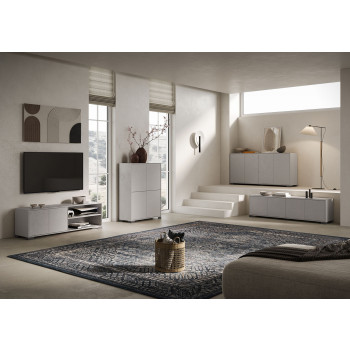 Madia/ Porta TV / Credenza alta Lumina Bianco Lucido - Credenza alta 4 ante 90x35x120 cm Lumina bianco lucido