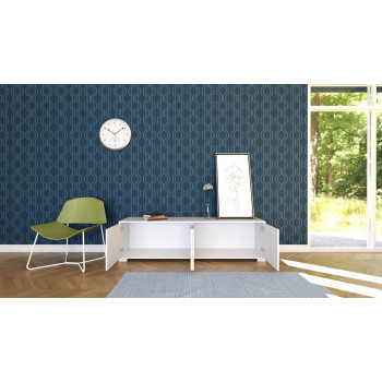 Madia/ Porta TV / Credenza alta Lumina Bianco Lucido - Porta TV 4 ante 172x40x48 cm Lumina bianco lucido