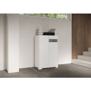Madia/ Porta TV / Credenza alta Riflesso Bianco Lucido - Credenza alta 2 ante 70x35x110 cm Riflesso bianco lucido
