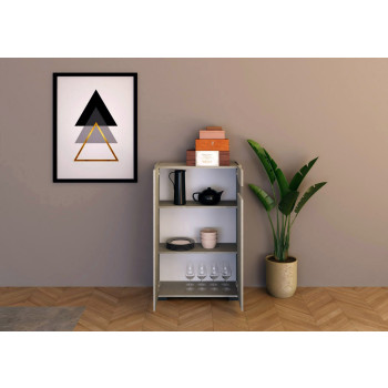 Madia/ Porta TV / Credenza alta Riflesso Bianco Lucido - Credenza alta 2 ante 70x35x110 cm Riflesso bianco lucido