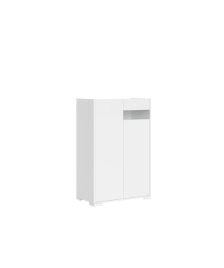 Madia/ Porta TV / Credenza alta Riflesso Bianco Lucido - Credenza alta 2 ante 70x35x110 cm Riflesso bianco lucido