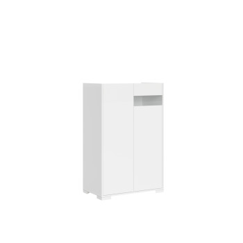 Madia/ Porta TV / Credenza alta Riflesso Bianco Lucido - Credenza alta 2 ante 70x35x110 cm Riflesso bianco lucido