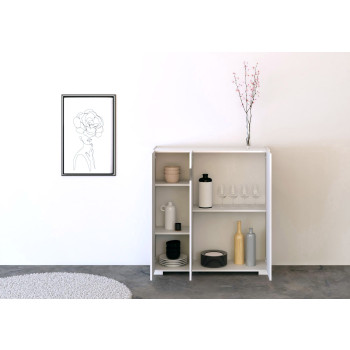 Madia/ Porta TV / Credenza alta Riflesso Bianco Lucido - Credenza alta 3 ante 103x35x110 cm Riflesso bianco lucido