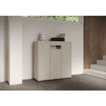 Madia/ Porta TV / Credenza alta Riflesso Bianco Lucido - Credenza alta 3 ante 103x35x110 cm Riflesso bianco lucido