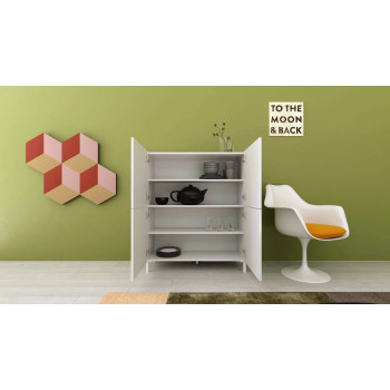 Madia/ Porta TV / Credenza alta Solaria Bianco Lucido - Credenza alta 4 ante 90x35x110 cm Solaria bianco lucido