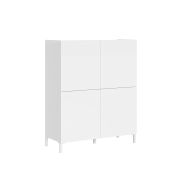 Madia/ Porta TV / Credenza alta Solaria Bianco Lucido - Credenza alta 4 ante 90x35x110 cm Solaria bianco lucido