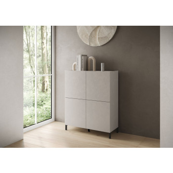 Madia/ Porta TV / Credenza alta Solaria Bianco Lucido - Credenza alta 4 ante 90x35x110 cm Solaria bianco lucido