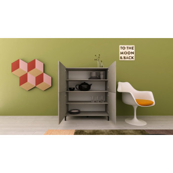 Madia/ Porta TV / Credenza alta Solaria Bianco Lucido - Credenza alta 4 ante 90x35x110 cm Solaria bianco lucido