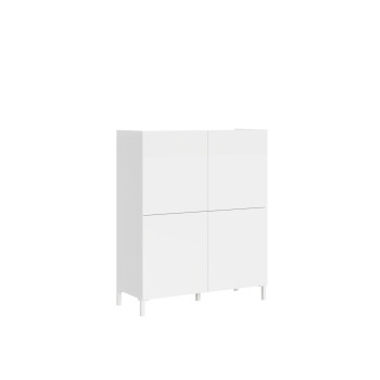 Madia/ Porta TV / Credenza alta Solaria Bianco Lucido - Credenza alta 4 ante 90x35x110 cm Solaria bianco lucido