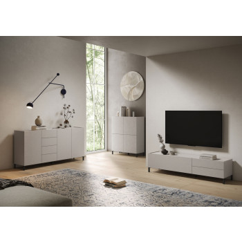 Madia/ Porta TV / Credenza alta Solaria Bianco Lucido - Madia 3 ante 130x40x84 cm Solaria bianco lucido