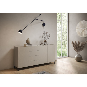 Madia/ Porta TV / Credenza alta Solaria Bianco Lucido - Madia 3 ante/4 cassetti 174x40x84 cm Solaria bianco lucido