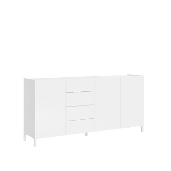 Madia/ Porta TV / Credenza alta Solaria Bianco Lucido - Madia 3 ante/4 cassetti 174x40x84 cm Solaria bianco lucido