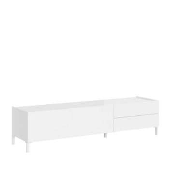 Madia/ Porta TV / Credenza alta Solaria Bianco Lucido - Porta TV 1 ribalta/2 cassetti 160x42x40 cm Solaria bianco lucido