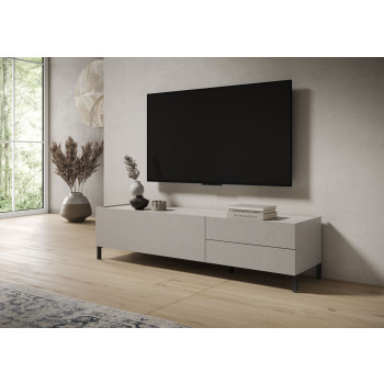Madia/ Porta TV / Credenza alta Solaria Bianco Lucido - Porta TV 1 ribalta/2 cassetti 160x42x40 cm Solaria bianco lucido