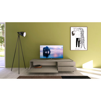 Madia/ Porta TV / Credenza alta Solaria Bianco Lucido - Porta TV 1 ribalta/2 cassetti 160x42x40 cm Solaria bianco lucido