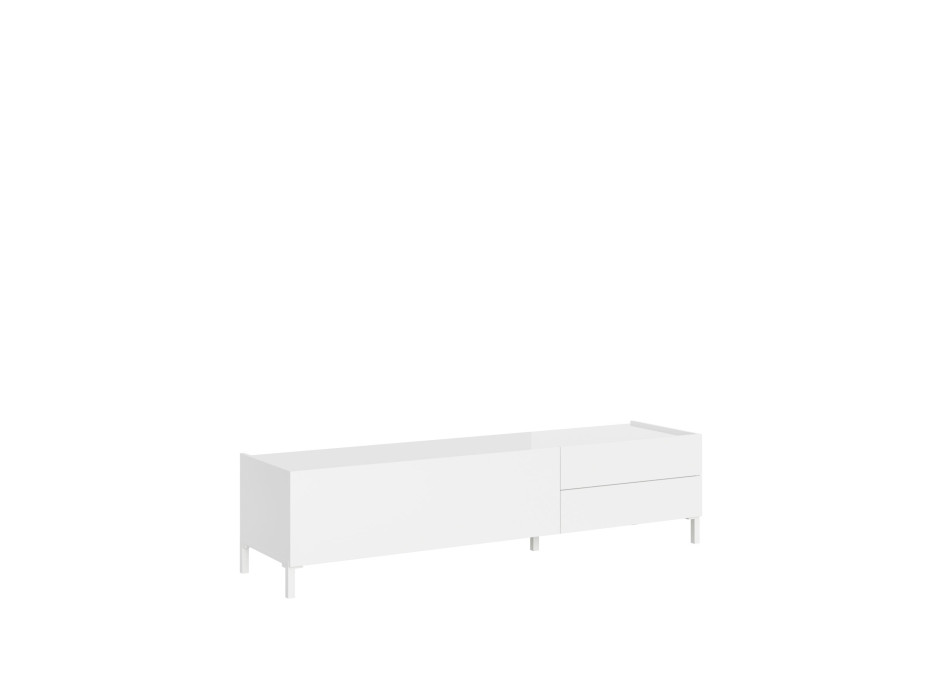 Madia/ Porta TV / Credenza alta Solaria Bianco Lucido - Porta TV 1 ribalta/2 cassetti 160x42x40 cm Solaria bianco lucido