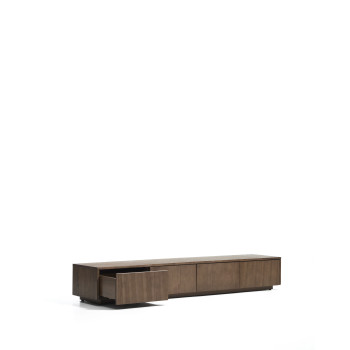Mobile TV Helvine 4 cassetti in impiallacciato di frassino con finitura noce 200 x 30 cm FSC 100%