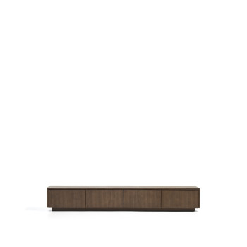 Mobile TV Helvine 4 cassetti in impiallacciato di frassino con finitura noce 200 x 30 cm FSC 100%