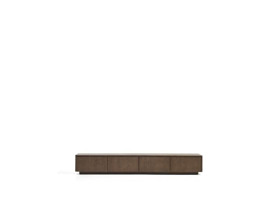Mobile TV Helvine 4 cassetti in impiallacciato di frassino con finitura noce 200 x 30 cm FSC 100%