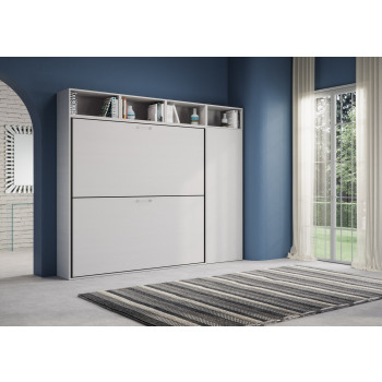 Mod.Kando doppio bianco frassino con mobili - Letto doppio a scomparsa Kando comp.I bianco frassino