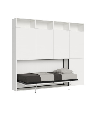 Mod.Kando singolo bianco frassino con mobili - Letto singolo a scomparsa Kando comp.B bianco frassino