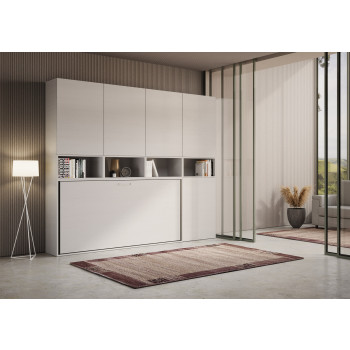 Mod.Kando singolo bianco frassino con mobili - Letto singolo a scomparsa Kando comp.C bianco frassino