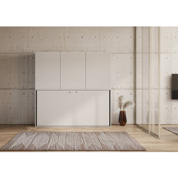Mod.Kando singolo bianco frassino con mobili - Letto singolo a scomparsa Kando comp.D bianco frassino