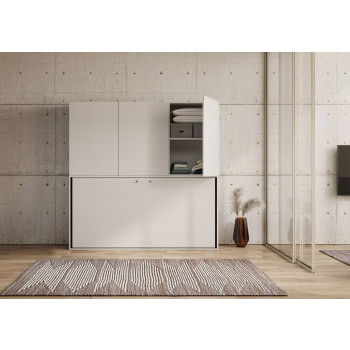 Mod.Kando singolo bianco frassino con mobili - Letto singolo a scomparsa Kando comp.D bianco frassino