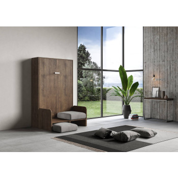 Mod.Kentaro Francese 140 con divano - Letto matrimoniale francese a scomparsa 140 Kentaro con divano bianco frassino, grigio